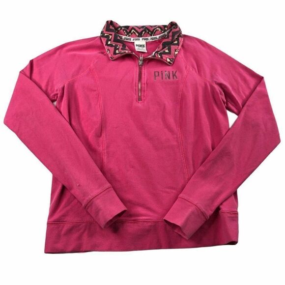 VS Pink 1/4 Zip Long Sleeve Stretch Pullover Shirt - Picture 1 of 8